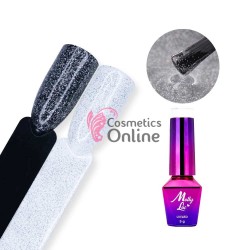 Top Coat Hollywood MollyLac cu particule pentru lacuri hibride UV/LED de 5g NO WIPE - 42108 Silver 
